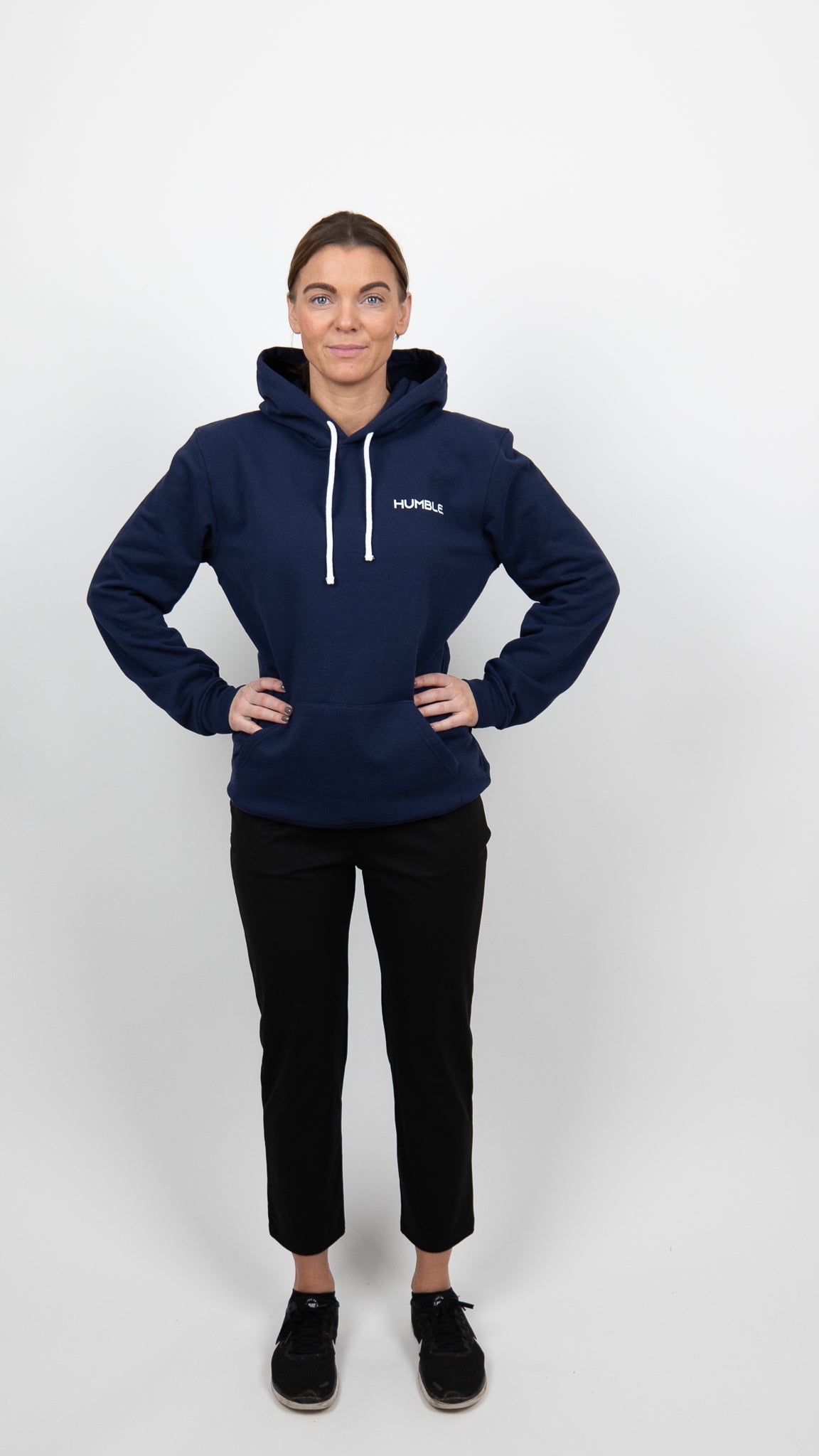 Marinblå hoodie för dam och herr